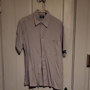 Haggar Men's Casual Light Gray Button Down Shirt